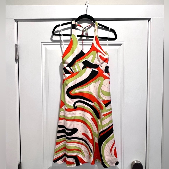 Y2K Searle Funky Halter Knee Length Dress Size 6 - Picture 4 of 7
